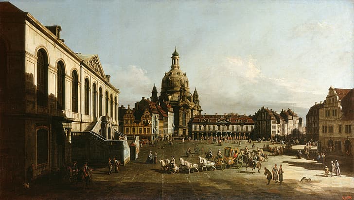 Bernardo Bellotto, lukisan, seni klasik, Jerman, Neumarkt di Dresden, 1700-an, Wallpaper HD
