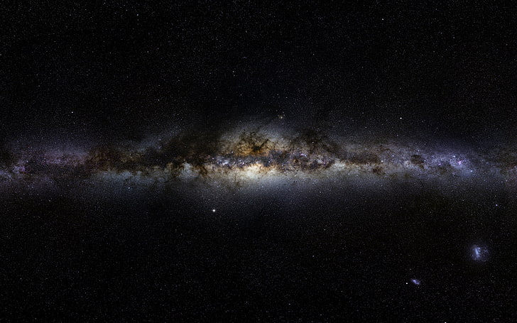 グレーとベージュの夜空 宇宙 銀河 パノラマ 天の川 Hdデスクトップの壁紙 Wallpaperbetter