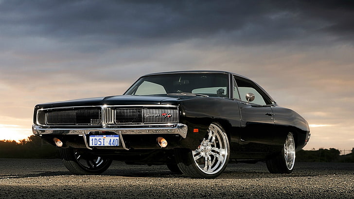 1969 черен Dodge Charger rt, черен, Dodge, Charger, R / T, Muscle Car, '1969, Charge, Package Included R / T, HD тапет