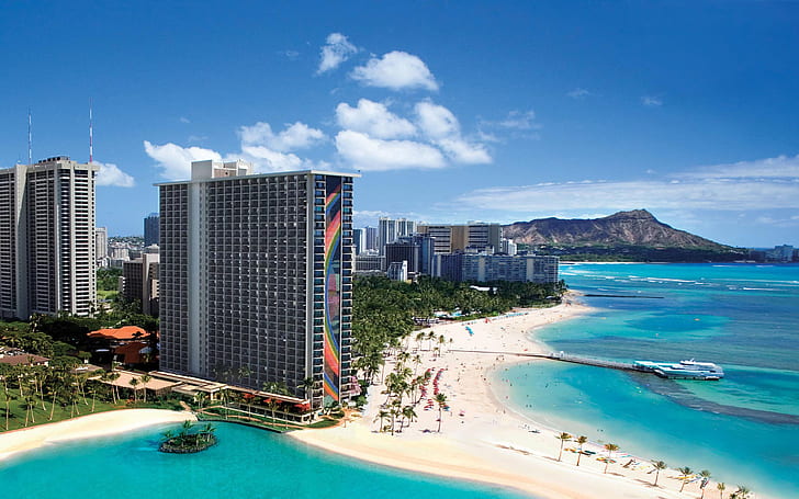 Hilton Hawaiian Village Waikiki Beach skrivbordsbakgrunder, HD tapet