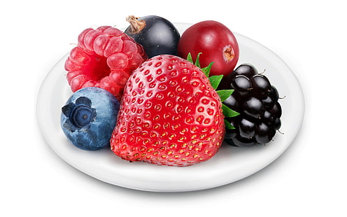 ягоды ассорти, клюква, ежевика, клубника, ягоды, HD обои HD wallpaper