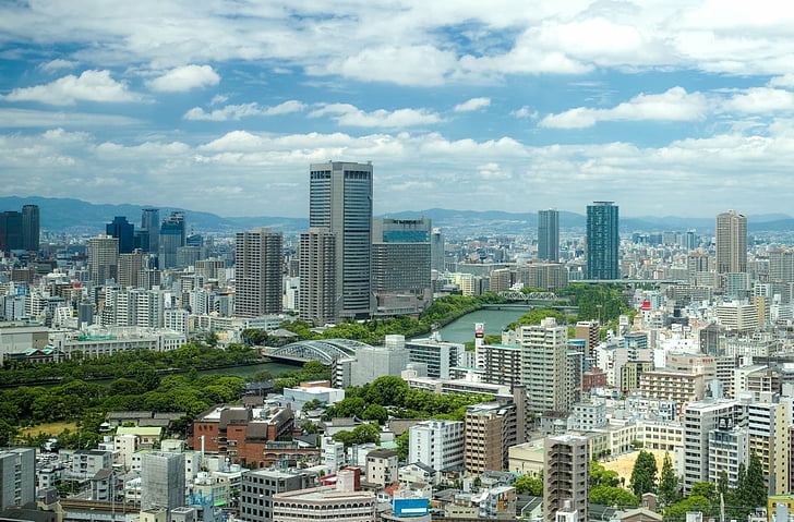 Города, Осака, Япония, HD обои