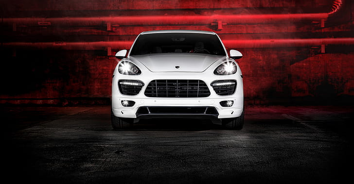 glare, Porsche, white, Vorsteiner, front, Cayenne, 958, HD wallpaper