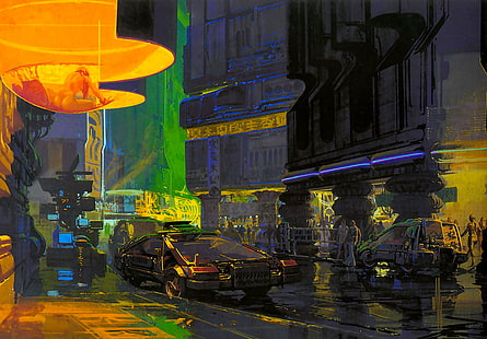 Bladerunner, karya seni, fiksi ilmiah, Syd Mead, Wallpaper HD HD wallpaper
