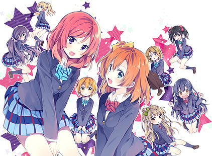 Anime, Love Live !, Hanayo Koizumi, Eri Ayase, Kotori Minami, Nico Yazawa, Nozomi Toujou, Rin Hoshizora, Umi Sonoda, HD-Hintergrundbild HD wallpaper