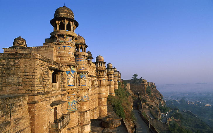 India - Monuments, india, windows7theme, monuments, building, hill, animals, HD wallpaper