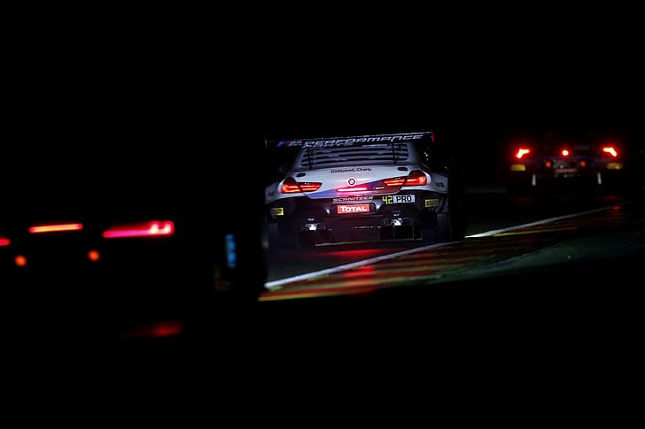 Nacht, Rennen, Coupé, BMW, 2019, M6 GT3, im Scheinwerferlicht, HD-Hintergrundbild