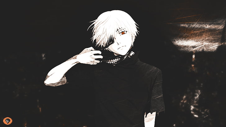 Ilustração de personagem de anime masculino de cabelo curto branco, Anime, Tokyo Ghoul, Kaneki Ken, Tóquio, HD papel de parede