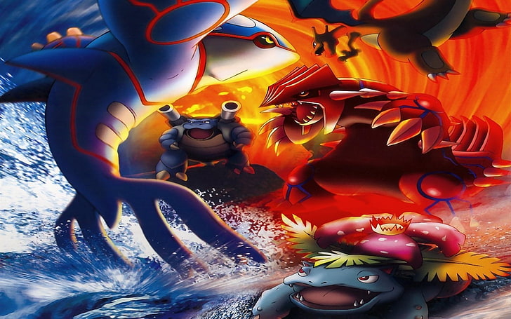 Pokemon characters wallpaper, Pokémon, Blastoise (Pokémon), Charizard (Pokémon), Groudon (Pokémon), Kyogre (Pokémon), Venusaur (Pokémon), HD wallpaper