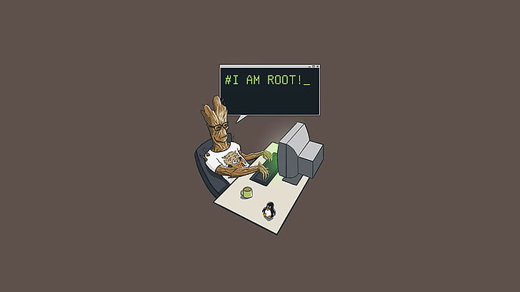 Groot, Penjaga Galaxy Vol.2, Linux, root, Wallpaper HD