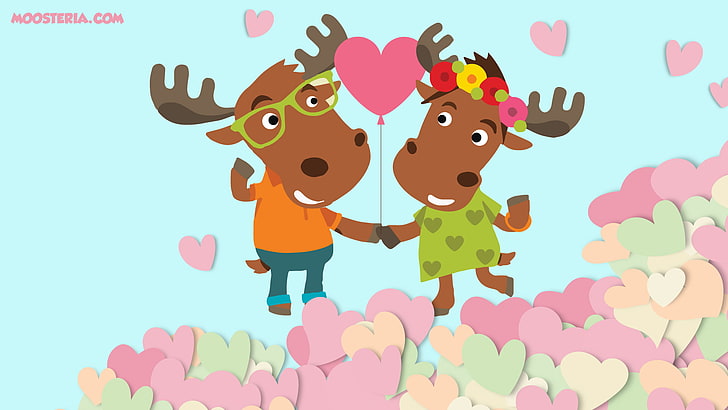 jantung, rusa besar, rusa besar, alam, cinta, Wallpaper HD