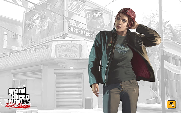 Grand Theft Auto IV digital wallpaper, ashley, addict, girl, biker, gta 4 lost and damned, HD wallpaper
