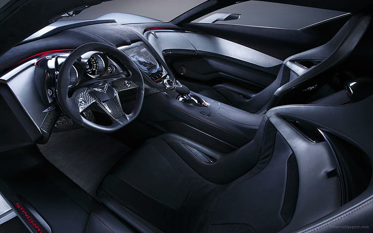 Chevrolet Corvette Stingray Concept Interior, volant de voiture noire, intérieur, concept, chevrolet, corvette, stingray, voitures, Fond d'écran HD