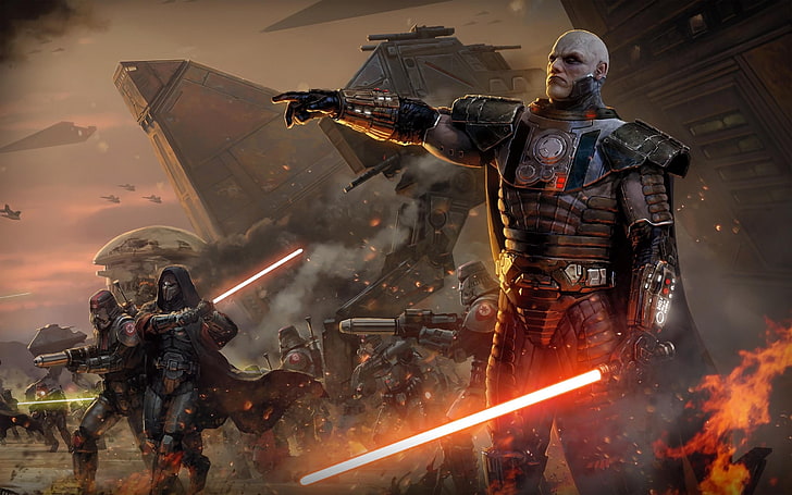 action game wallpaper, Star Wars, Star Wars: The Old Republic, lightsaber, video games, HD wallpaper