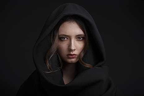 twarz, portret, kobiety, ciemność, Disha Shemetova, Tapety HD HD wallpaper
