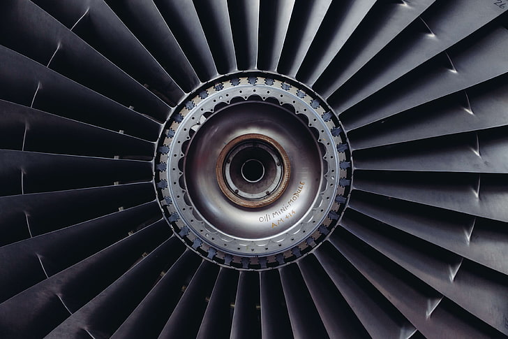 airplane, engine, jet, jet engine, machine, rotation, technology, turbine, turbofan, HD wallpaper