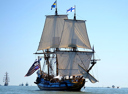 vitt och brunt skepp, fartyg, segelfartyg, fordon, HD tapet HD wallpaper