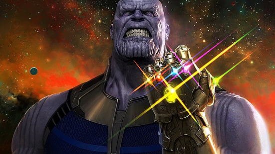 Ilustración de Thanos, Thanos, Marvel Comics, espacio, estrellas, Avengers: Infinity war, gente, Fondo de pantalla HD HD wallpaper