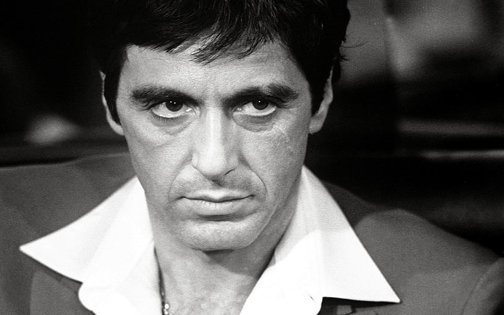 Al Pacino Scarface, al pacino, aktor, selebriti, wajah, bw, Wallpaper HD