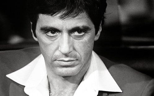 Al Pacino Scarface, Al Pacino, นักแสดง, คนดัง, ใบหน้า, BW, วอลล์เปเปอร์ HD HD wallpaper