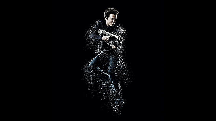 man holding assault rifle with black background, Miles Teller, Most Popular Celebs in 2015, actor, musician, Fantastic Four 2015, Divergent, HD wallpaper