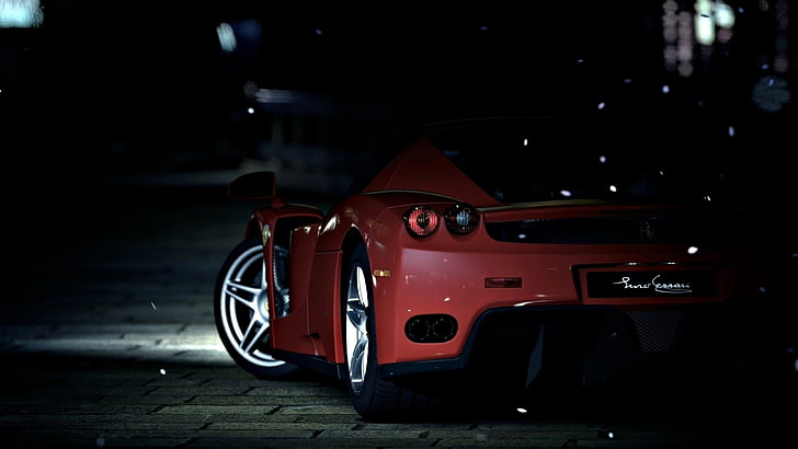 Fondo de pantalla de coche deportivo rojo, Ferrari, Ferrari Enzo, Enzo Ferrari, coche, videojuegos, Gran Turismo 5, Fondo de pantalla HD