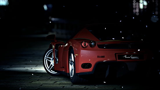 wallpaper mobil sport merah, Ferrari, Ferrari Enzo, Enzo Ferrari, mobil, video game, Gran Turismo 5, Wallpaper HD HD wallpaper