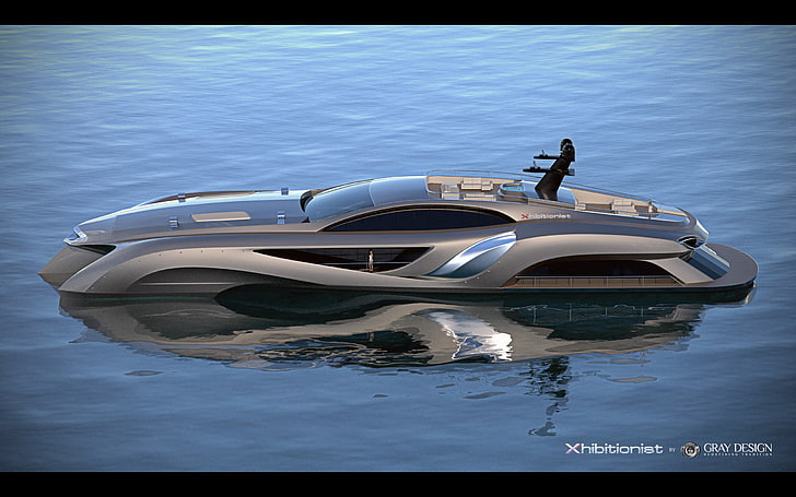 166, 2013, łódź, łodzie, koncepcja, rzemiosło, projekt, szary, luksusowy, statek, statki, plaża, xhibitionist, jacht, Tapety HD