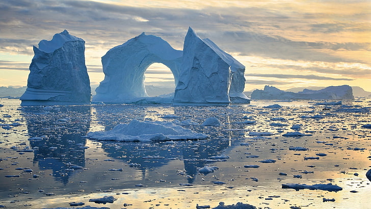 베이, 빙산, 그린란드, Disko Bay, HD 배경 화면