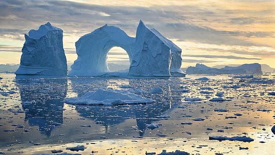 Bay, icebergs, Greenland, Disko Bay, HD wallpaper HD wallpaper
