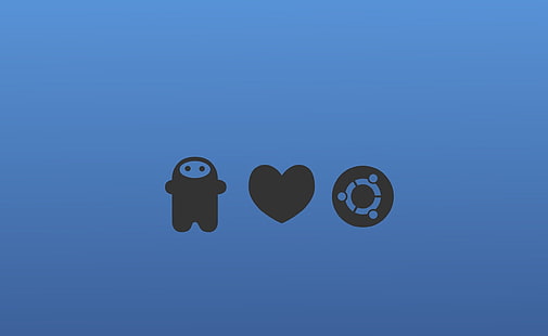 Обичам Ubuntu, икона с черно сърце, Компютри, Linux, Любов, Ubuntu, HD тапет HD wallpaper