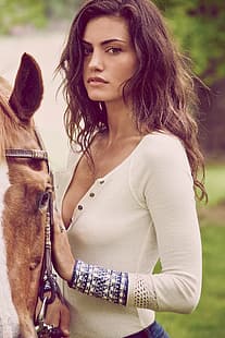 Фийби Тонкин, жени, модел, актриса, австралийка, брюнетка, кон, HD тапет HD wallpaper