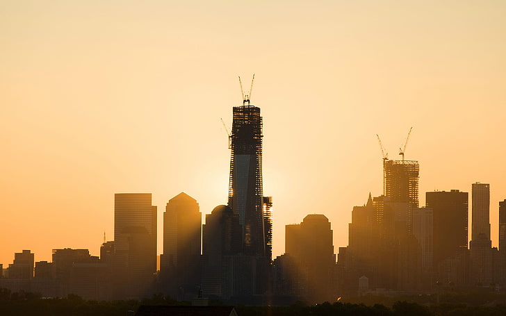 kota, lanskap kota, awan, gedung pencakar langit, Kota New York, sinar matahari, Wallpaper HD