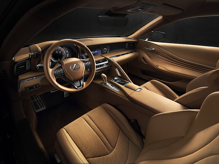 interior, pameran mobil detroit 2016, Lexus LC 500, Wallpaper HD