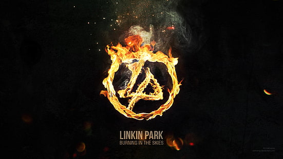 Linkin Park Membakar logo Langit, membakar, logo, taman, tautan, langit, artis musik, Wallpaper HD HD wallpaper