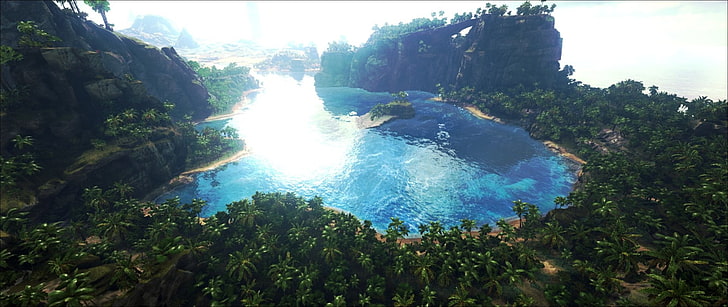 Видеоигра, ARK: Survival Evolved, Джунгли, Озеро, HD обои