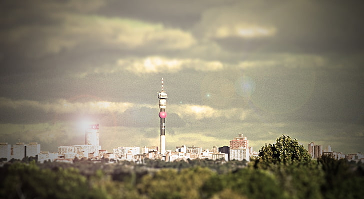 Torre de Johannesburgo, torre de acero gris, Vintage, África, Fondo de pantalla HD