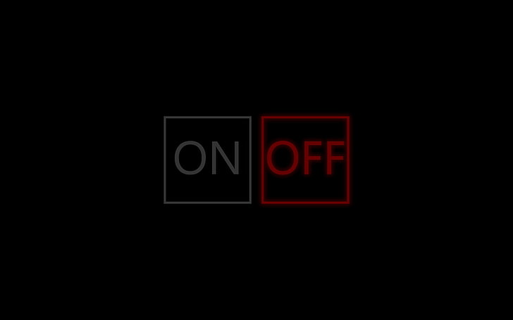logo on dan off, merah, hitam, off, Wallpaper HD
