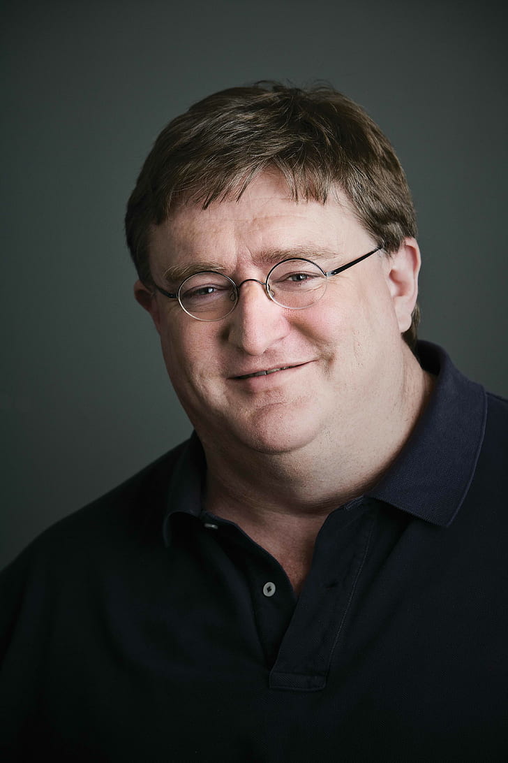 Gabe Newell, Steam (software), Valve, Valve Corporation, hombres con gafas, hombres, sonrientes, famosos, Fondo de pantalla HD, fondo de pantalla de teléfono
