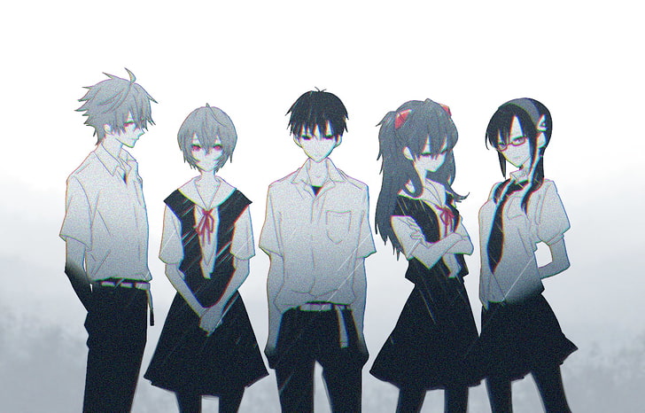 Asuka Langley Soryu, Ayanami Rei, Ikari Shinji, Neon Genesis Evangelion, Makinami Mari, Kaworu Nagisa, HD-Hintergrundbild