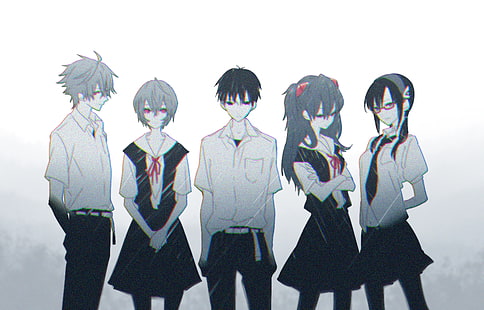 Asuka Langley Soryu, Ayanami Rei, Ikari Shinji, Neon Genesis Evangelion, Makinami Mari, Kaworu Nagisa, HD wallpaper HD wallpaper