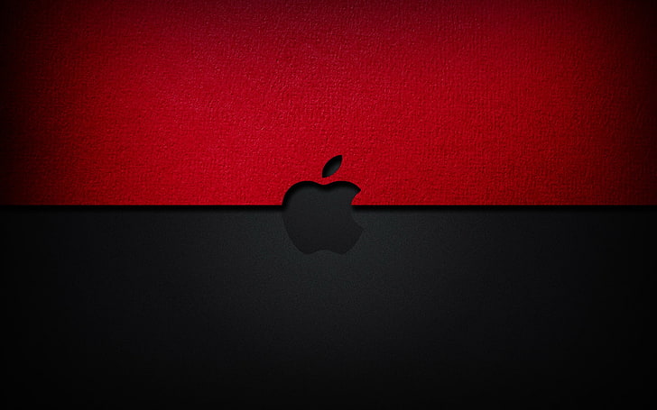 Apple logo, background, red, Apple, black, HD wallpaper