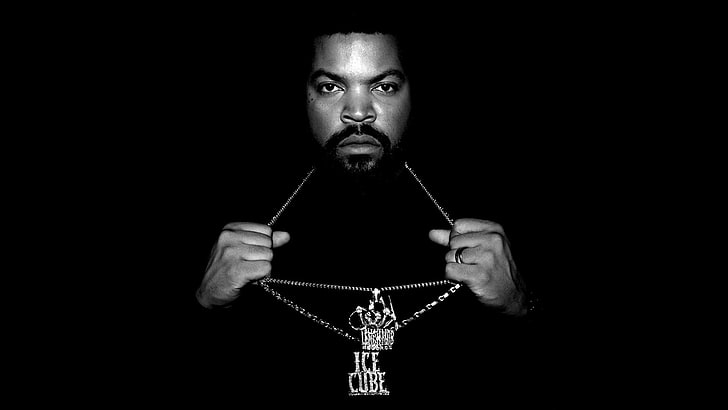 Ice Cube, ice cube, rapper, chain, bristle, look, HD wallpaper