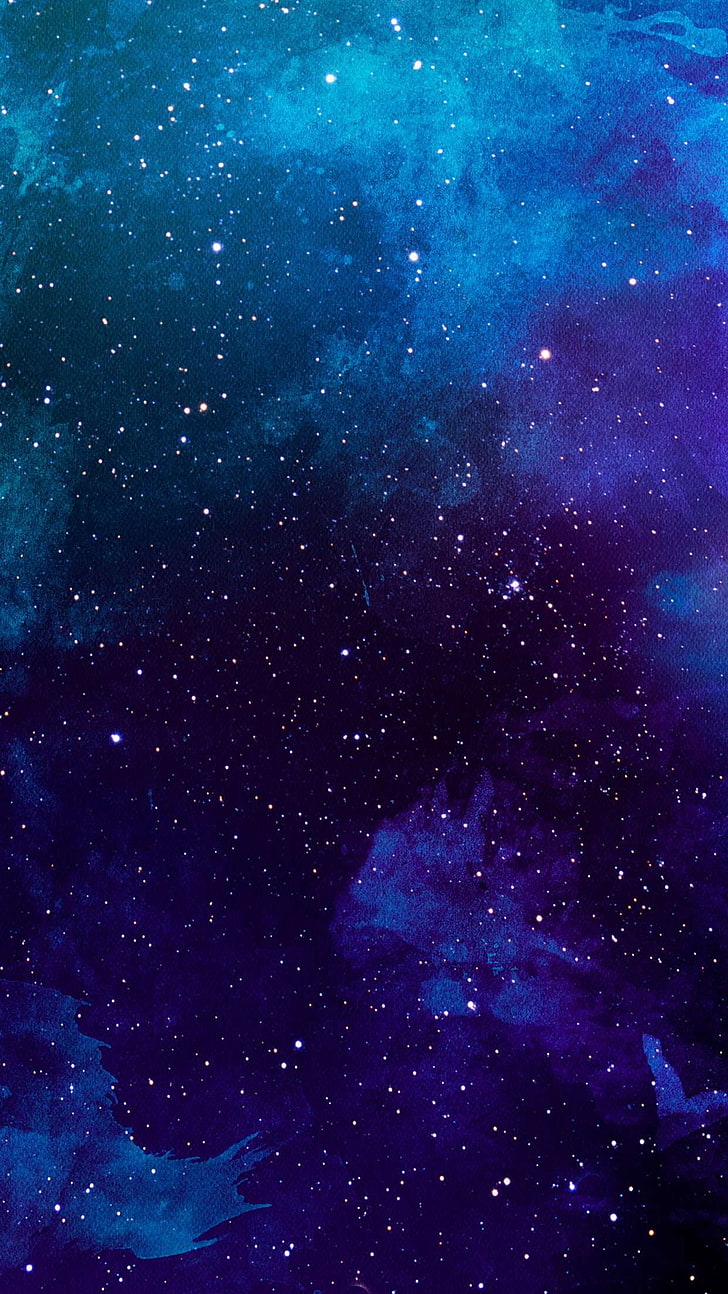 ilustrasi ungu dan biru galaksi, seni digital, berwarna-warni, Wallpaper HD, wallpaper seluler