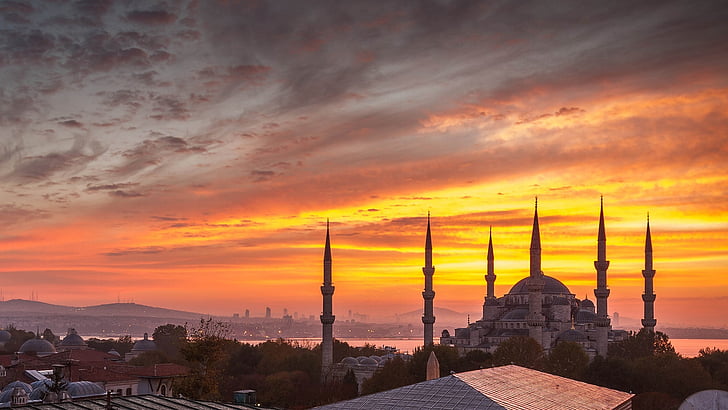 아름다움, 도시, 구름, 이스탄불, 풍경, 자연, 풍경, 하늘, 일몰, 나무, 터키, turkiye, HD 배경 화면