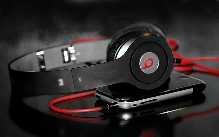 Beats by Dre, black and silver beats by dr dre headphones, music, 1920x1200, iphone, headphone, beats by dre, HD wallpaper