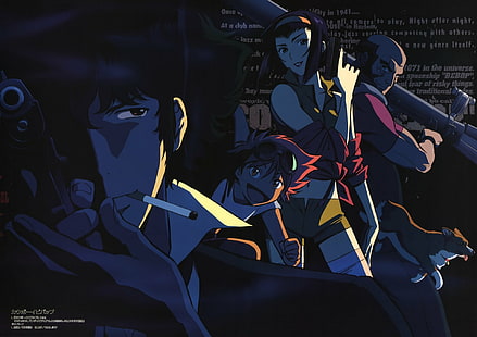 Anime, Cowboy Bebop, Edward (Cowboy Bebop), Ein (Cowboy Bebop), Faye Valentine, Jet Black, Spike Spiegel, HD-Hintergrundbild HD wallpaper