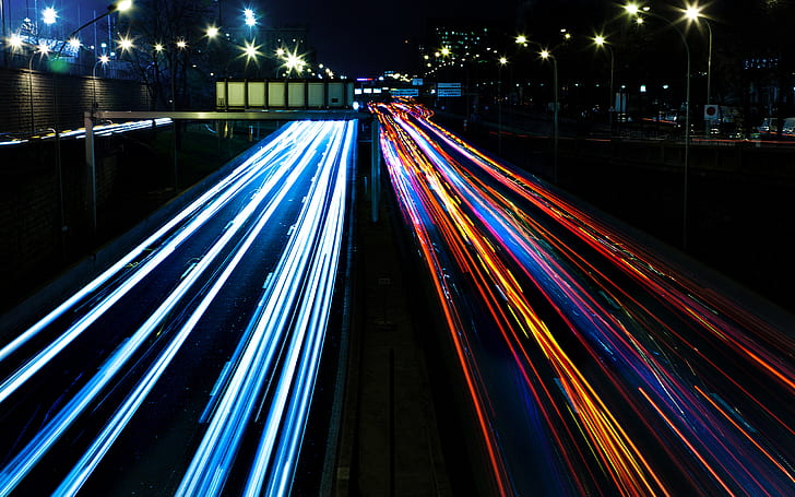 Highway Lights, highway, lights, HD wallpaper