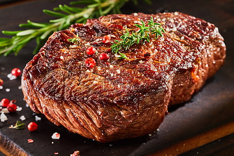 Grüns, Pfeffer, Steak, Fleisch, HD-Hintergrundbild HD wallpaper