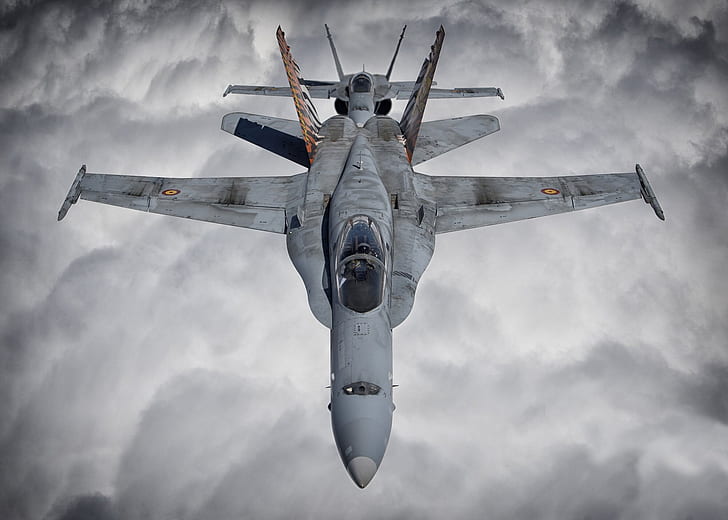 Myśliwce odrzutowe, McDonnell Douglas F / A-18 Hornet, Samoloty, Myśliwiec odrzutowy, Warplane, Tapety HD